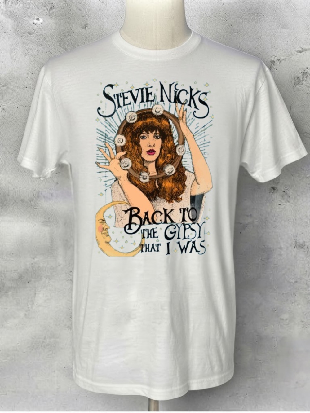 Stevie Nicks Back To The Gypsy That I Was Tambourine Moon Vintage White T-Shirt